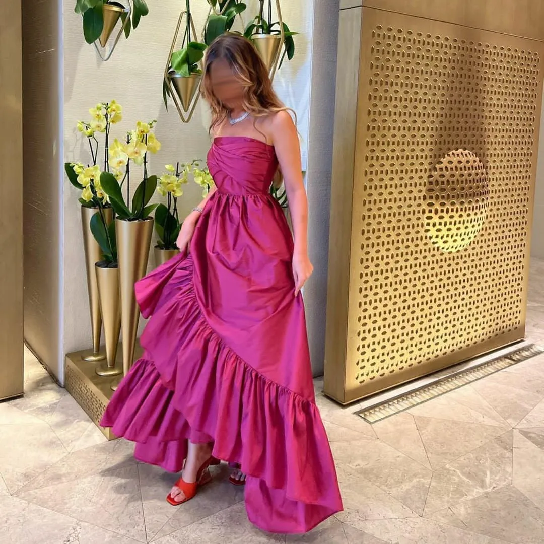 Fairytale Classic Hi-Lo Taffeta Evening Dresses With Ruffles A-Line Pleated Floor Length Dress Robe de soirée for Women
Fairytale Classic Hi-Lo Taffeta Evening Dresses With Ruffles A-Line Pleated Floor Length Dress Robe de soirée for Women