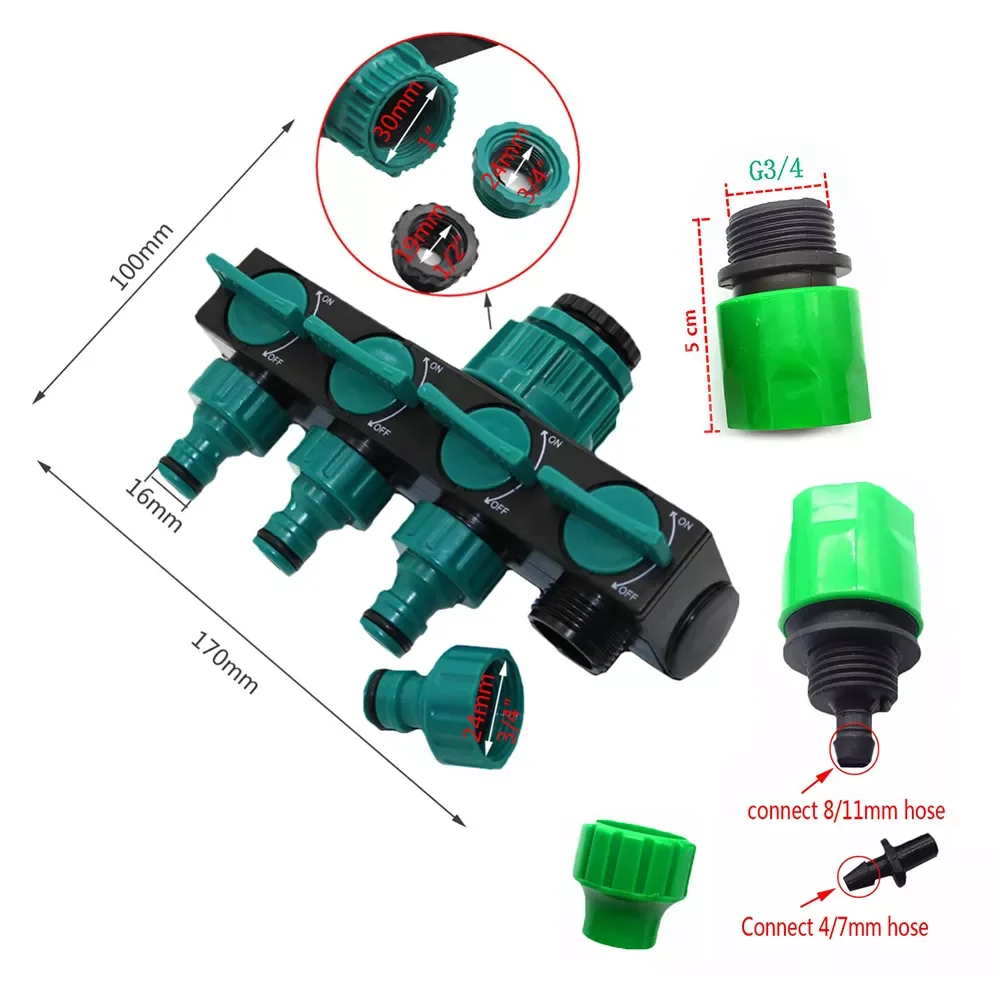 Garden Irrigation 4-way Tap Hose Splitter Garden Drip 4/7 or 8/11 Hose Fittings Pipe Connector Irrigation Set 1 Set
Garden Irrigation 4-way Tap Hose Splitter Garden Drip 4/7 or 8/11 Hose Fittings Pipe Connector Irrigation Set 1 Set