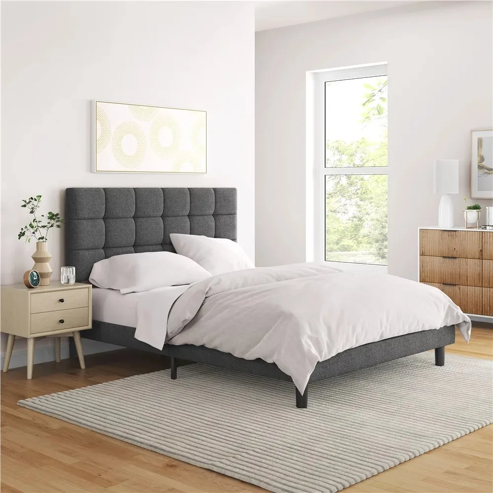 Upholstered Tufted Platform Full Bed, Dark Gray
Upholstered Tufted Platform Full Bed, Dark Gray