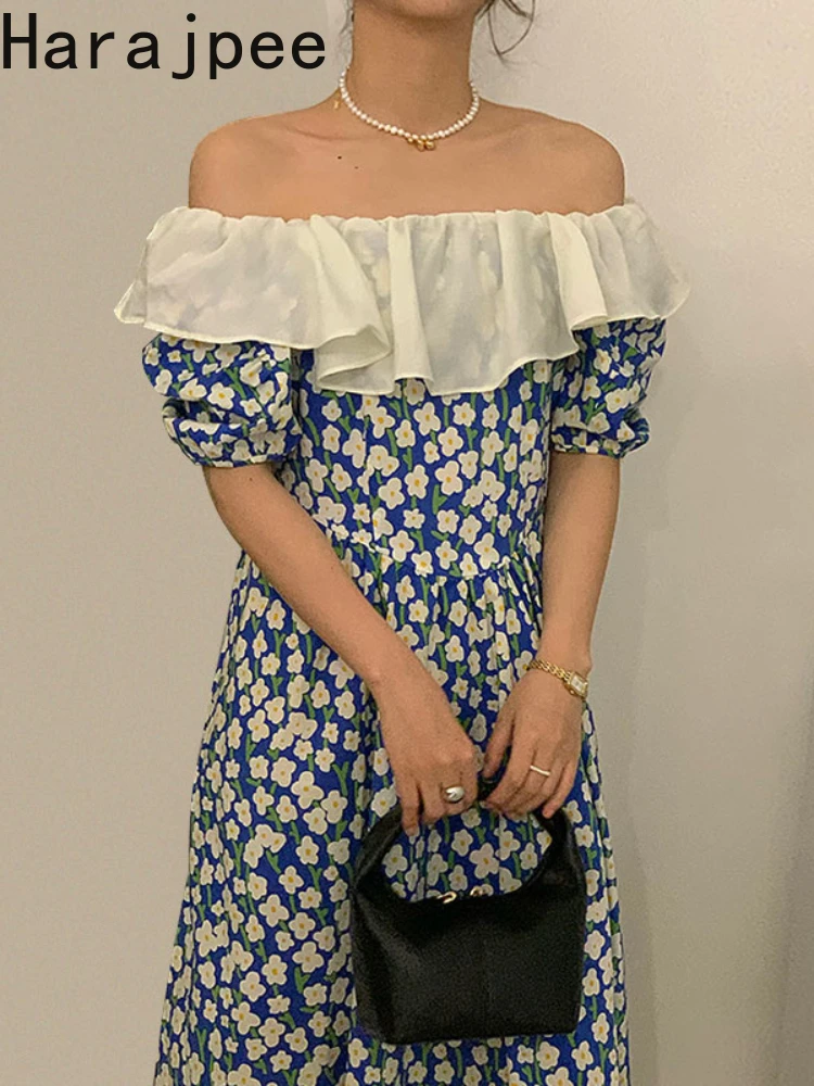 Женское платье с вырезом лодочкой Harajpee, Летнее Длинное Платье с принтом, оборками и буффами на рукавах, новинка 2022, корейское шикарное женск... 
Женское платье с вырезом лодочкой Harajpee, Летнее Длинное Платье с принтом, оборками и буффами на рукавах, новинка 2022, корейское шикарное женск...