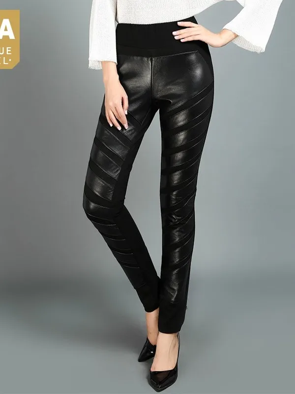 100% Brand OL Sheepskin Style Pants Women Streetwear Elastic High Waist Pencil Pants Genuine Leather Black Party Trousers Female
100% Brand OL Sheepskin Style Pants Women Streetwear Elastic High Waist Pencil Pants Genuine Leather Black Party Trousers Female