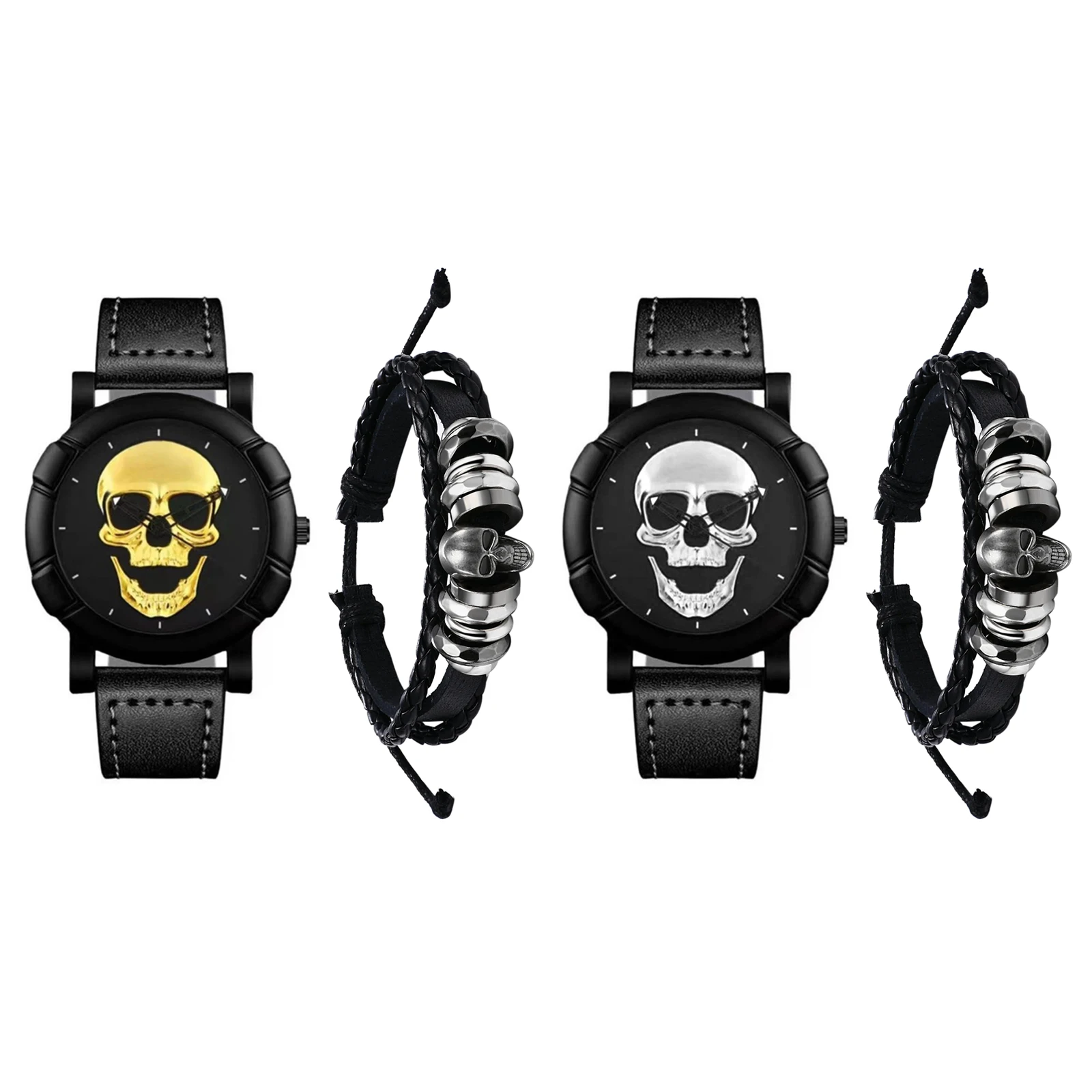 LANCARDO 2pcs Set Mens 3D Skull Luxury Watches Leather Band Bracelet Quartz Wristwatch Male Military Sports Halloween Wristband
LANCARDO 2pcs Set Mens 3D Skull Luxury Watches Leather Band Bracelet Quartz Wristwatch Male Military Sports Halloween Wristband