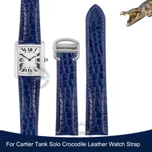 For Cartier Tank Solo Crocodile Leather Watch Strap London Calibo Leather Bracelet Men Genuine Leather Watch Strap 20 22mm 24mm