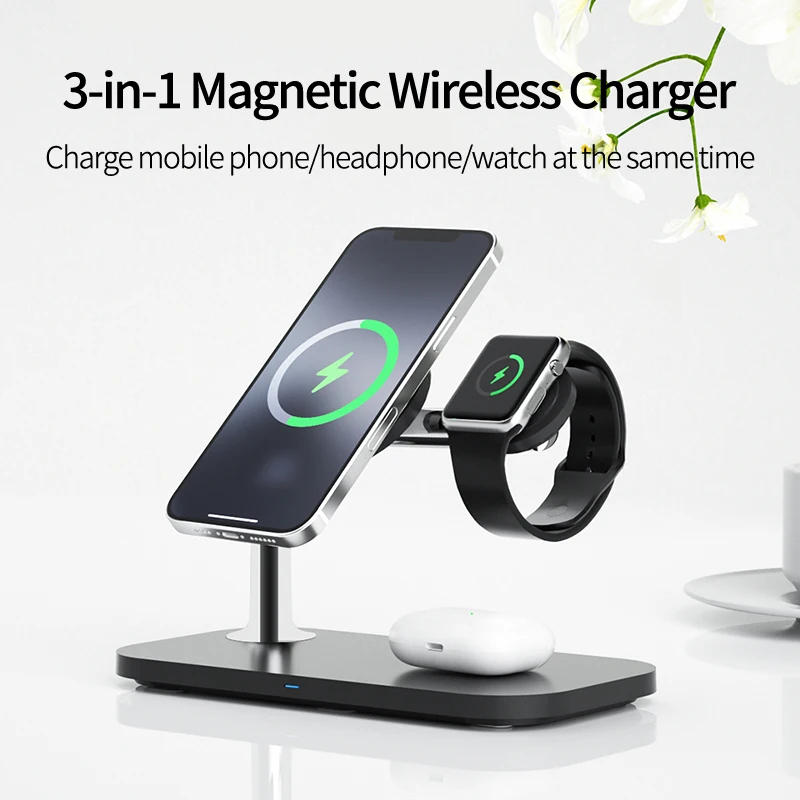 

15W 3 in 1 Wireless Charger For iPhone 13 12 11 XS Mini Pro iWatch AirPods Qi Fast Charging Dock Station Wireless Chargers Stand