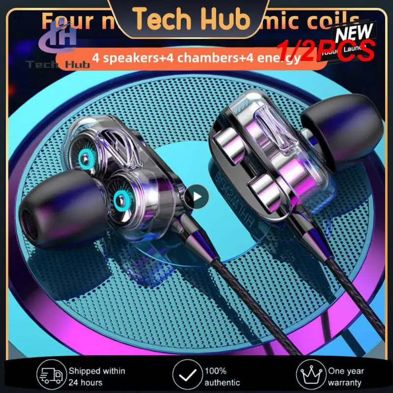 

1/2PCS Bass Stereo Wired HiFi Headphone High Bass 6D In-Ear Sport Earphones With Microphone For Mobile Phone/Video Game Earbuds