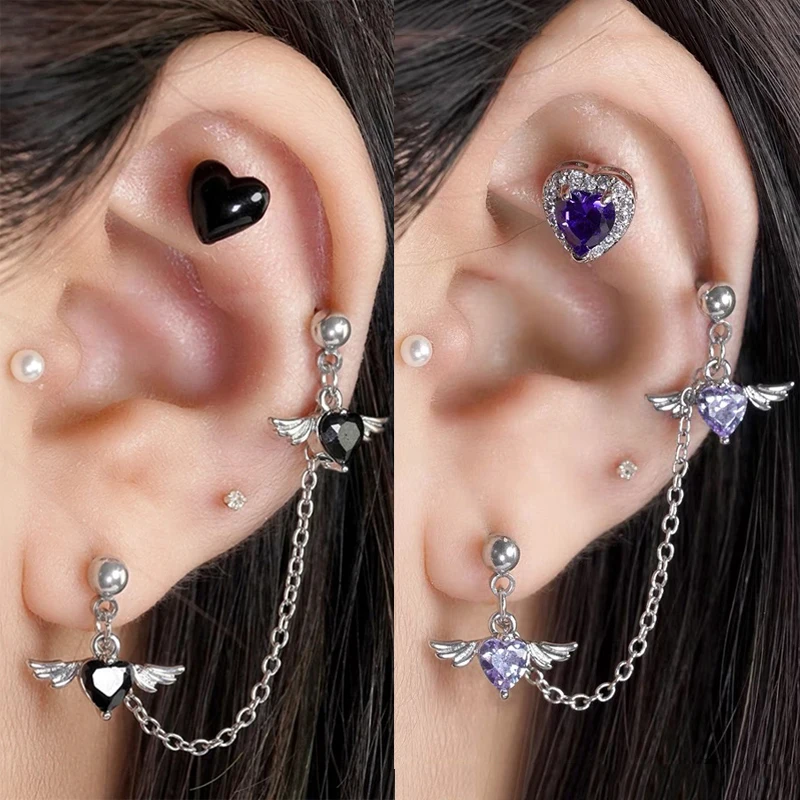 Angel Heart Wing Stud Earrings Pendant Tassel One-piece Earring Helix Double Piercing Earring Chain Cartilage Dangle Earrings
Angel Heart Wing Stud Earrings Pendant Tassel One-piece Earring Helix Double Piercing Earring Chain Cartilage Dangle Earrings