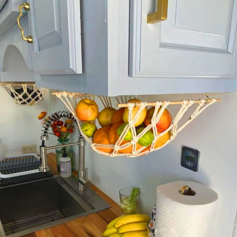 Fruit Baskets Hanging Hammock Cotton Rope Weaving Breathable Stand Organizer Home Kitchen Storage Accessories
Fruit Baskets Hanging Hammock Cotton Rope Weaving Breathable Stand Organizer Home Kitchen Storage Accessories