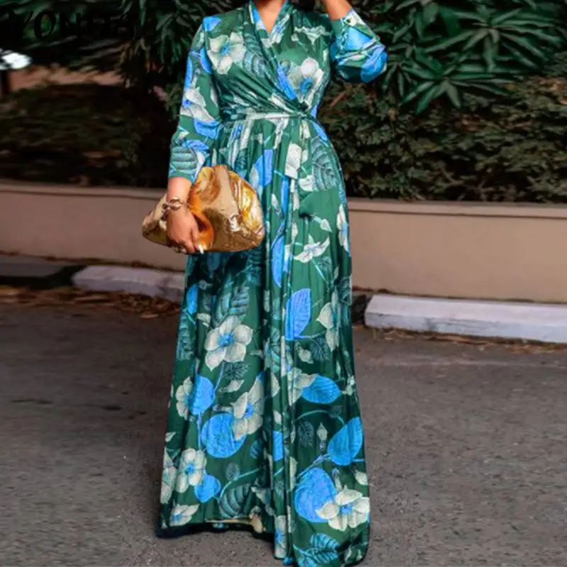Long Sleeve Vintage Floral Printed Dress VONDA Sprig Women Sexy V Neck Vintage Holiday Maxi Dresses Female Loose A-Line Vestidos 
Long Sleeve Vintage Floral Printed Dress VONDA Sprig Women Sexy V Neck Vintage Holiday Maxi Dresses Female Loose A-Line Vestidos