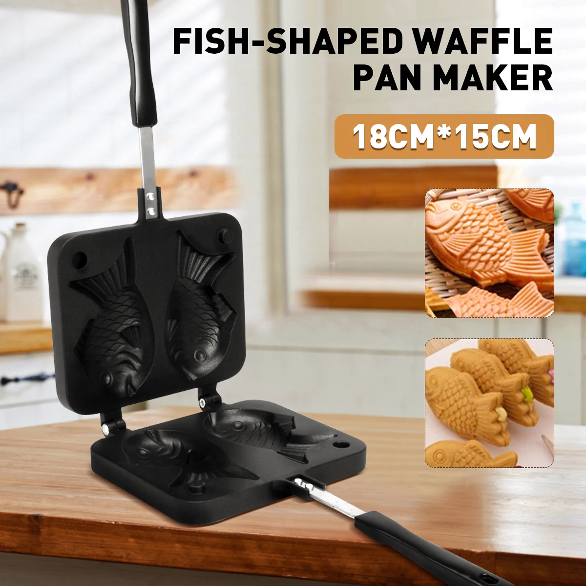 2 Molds Taiyaki Fish Shaped Waffle Pan Maker Non-stick Buscuit Cake Bake Bakeware Home Kitchen DIY Dessert Cooking Pan Plate 
2 Molds Taiyaki Fish Shaped Waffle Pan Maker Non-stick Buscuit Cake Bake Bakeware Home Kitchen DIY Dessert Cooking Pan Plate