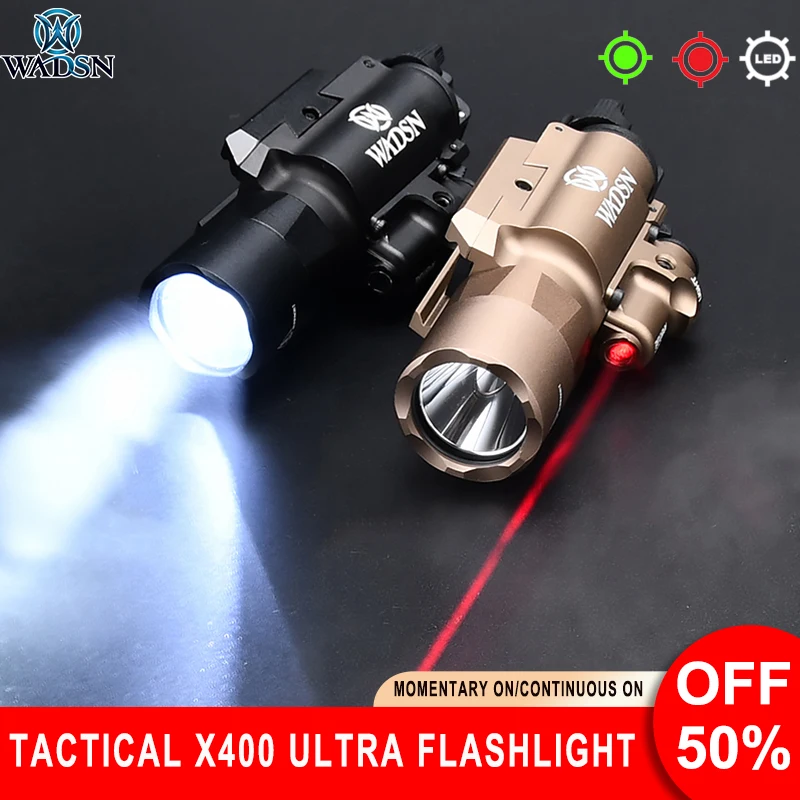 WADSN Tactical X400 Ultra X400U SF Weapon Light LED510 Lumens with Green/Red Laser Hunting Pistol Flashlight For Glock 17
WADSN Tactical X400 Ultra X400U SF Weapon Light LED510 Lumens with Green/Red Laser Hunting Pistol Flashlight For Glock 17