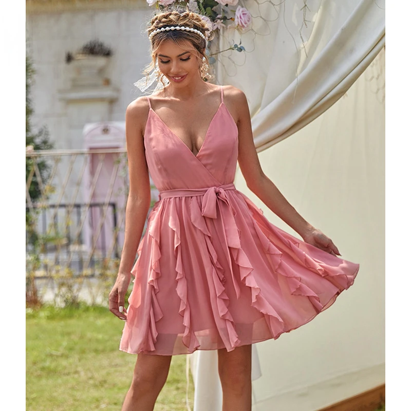 Sweet Young Girl Pink Halter Short Dress Summer Clothes Seaside Holiday Beach Dress Cute V Neck Mini Dress Spaghetti Strap Dress
Sweet Young Girl Pink Halter Short Dress Summer Clothes Seaside Holiday Beach Dress Cute V Neck Mini Dress Spaghetti Strap Dress