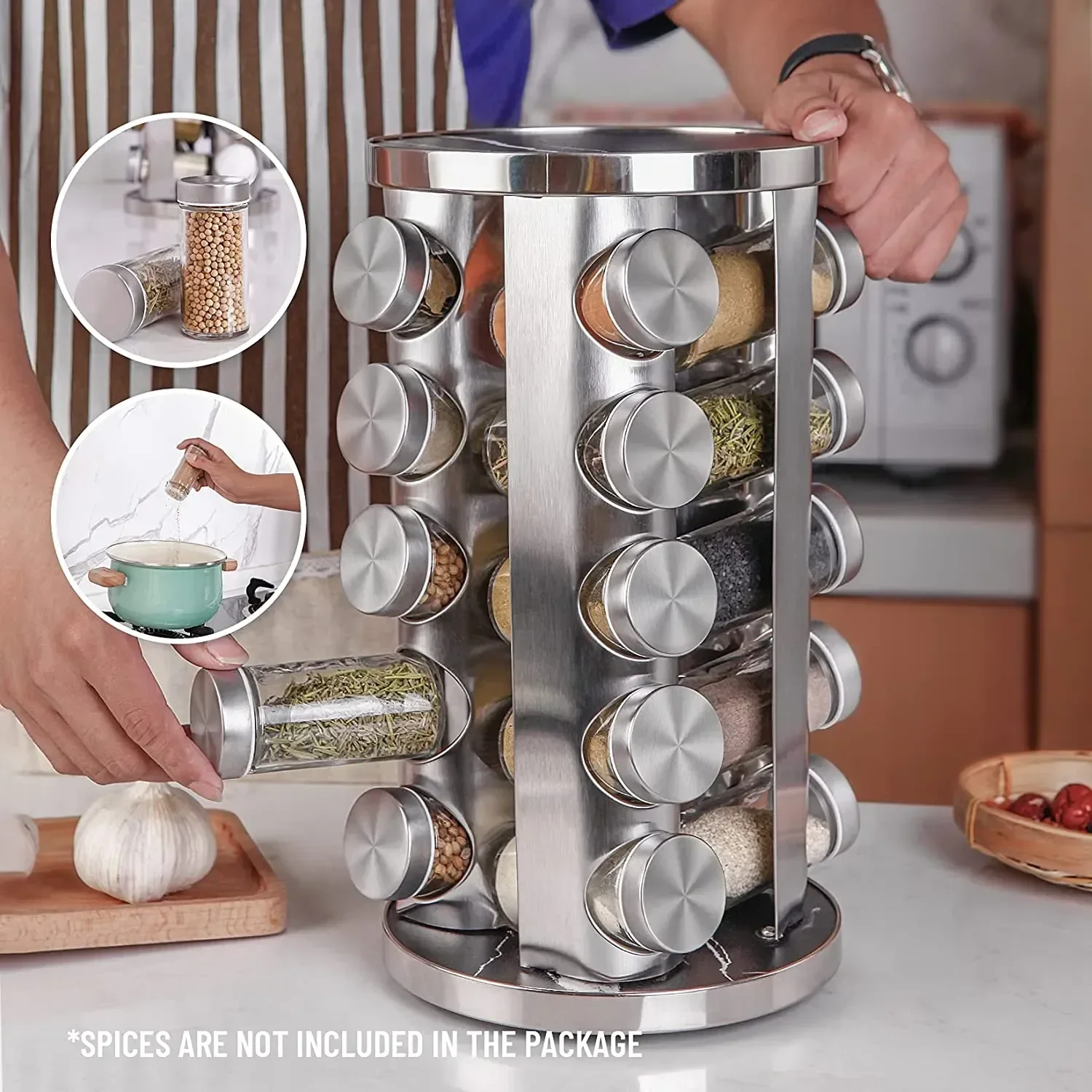 Tower Spice 12 Spice Stainless Pepper Steel Spinner Cans Container Seasoning Seasoning Spice Rack Kit Jars Organizer Pan Pan 430
Tower Spice 12 Spice Stainless Pepper Steel Spinner Cans Container Seasoning Seasoning Spice Rack Kit Jars Organizer Pan Pan 430