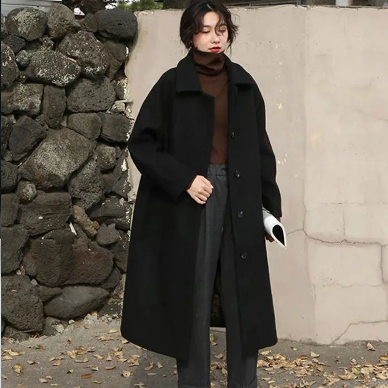 Women Woolen Jacket Long Coat Thickening Casual Fashion Warm All-match Single Breasted Thin Turn-Down Collar Pocket Parker Loose
Women Woolen Jacket Long Coat Thickening Casual Fashion Warm All-match Single Breasted Thin Turn-Down Collar Pocket Parker Loose