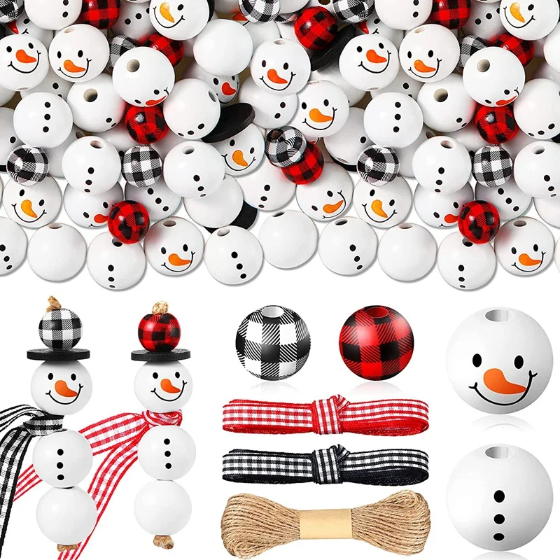 180 Pcs Christmas Snowman Wooden Bead Christmas Buffalo Plaid Christmas Print Wooden Beads With DIY Twine Scarf
180 Pcs Christmas Snowman Wooden Bead Christmas Buffalo Plaid Christmas Print Wooden Beads With DIY Twine Scarf