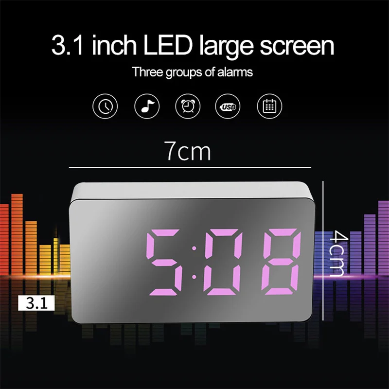 Mini LED Mirror Clock Travel Clock Electronic Digital Alarm Clock Car Clock Multi Color Font Portable Silent Clock
Mini LED Mirror Clock Travel Clock Electronic Digital Alarm Clock Car Clock Multi Color Font Portable Silent Clock