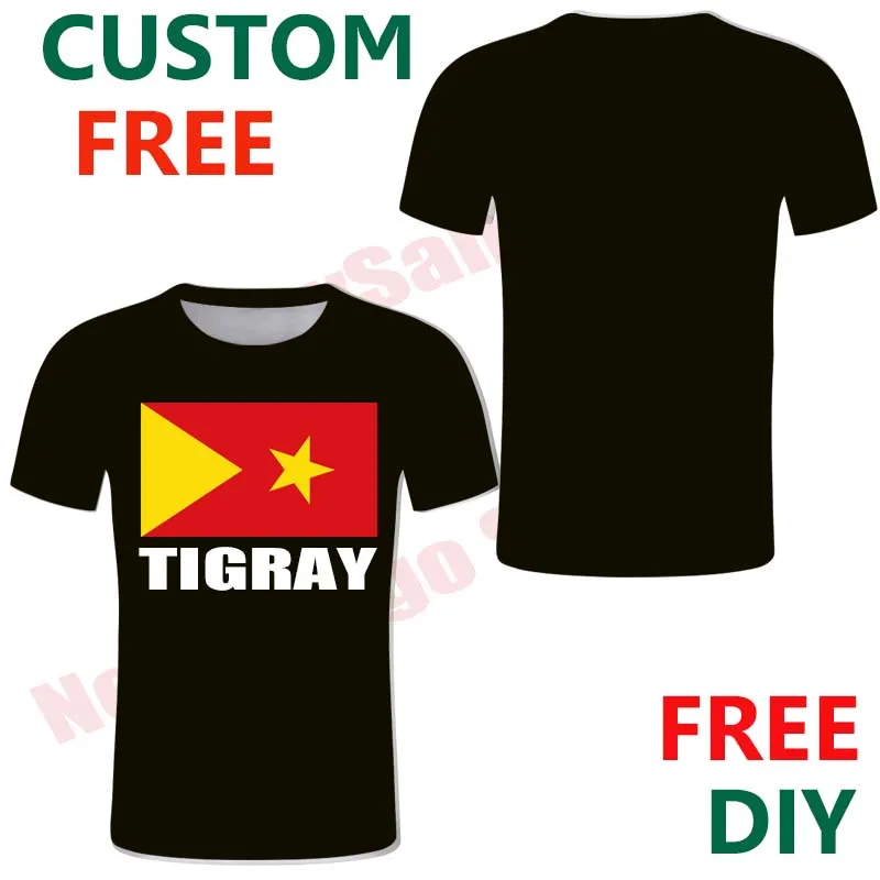 

Футболка Tigray на заказ для мужчин и женщин, Повседневная Уличная одежда с эмблемой флага, тигрини, повседневная этническая группа для творче...