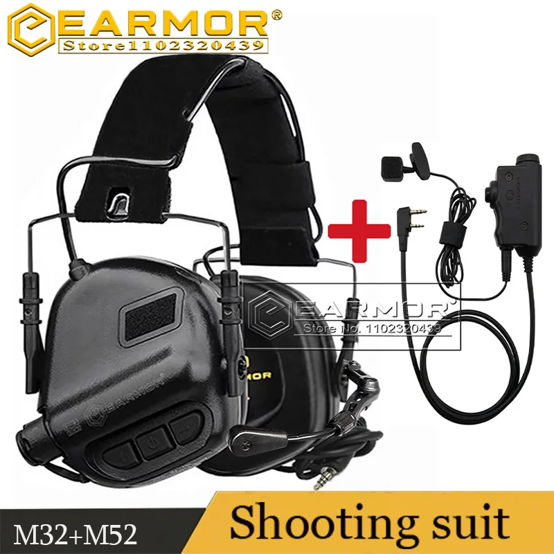 EARMOR M32 original tactical headset and M52 shooting earmuff PTT adapter for outdoor sports noise reduction/hearing protection
EARMOR M32 original tactical headset and M52 shooting earmuff PTT adapter for outdoor sports noise reduction/hearing protection