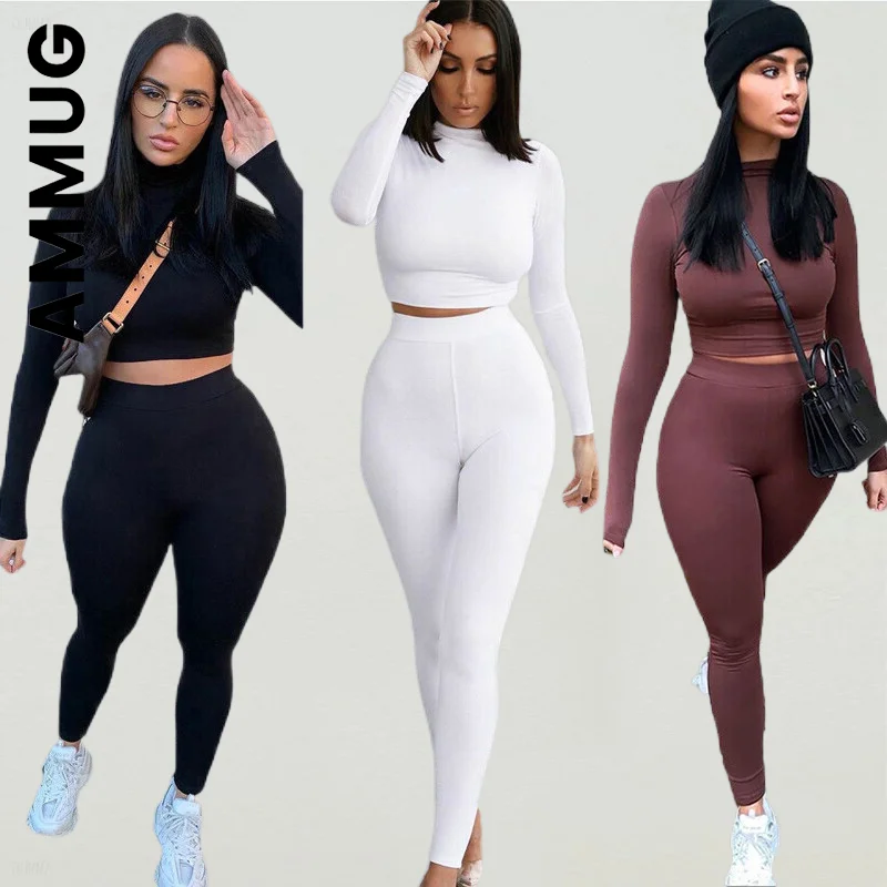Ammug Women Set Fashion Tracksuits Hot Crop Tops And High Waist Leggings Two Piece Set Loose Sweatsuits For Women Female
Ammug Women Set Fashion Tracksuits Hot Crop Tops And High Waist Leggings Two Piece Set Loose Sweatsuits For Women Female