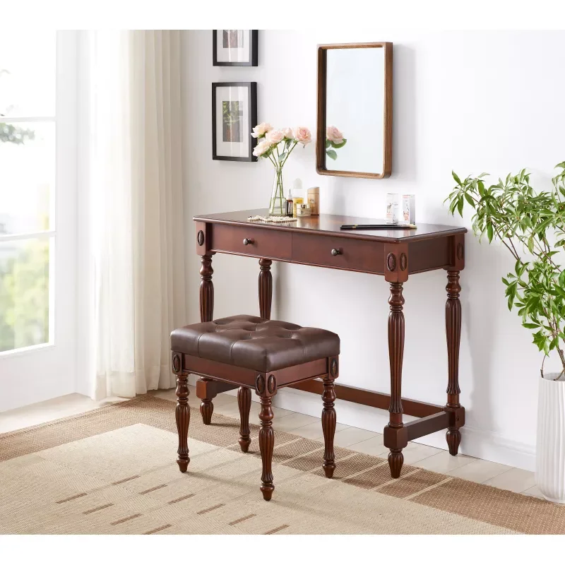 American solid wood square desk dressing table with two drawers,39.37*15.75*30.91H (Cherry)
American solid wood square desk dressing table with two drawers,39.37*15.75*30.91H (Cherry)
