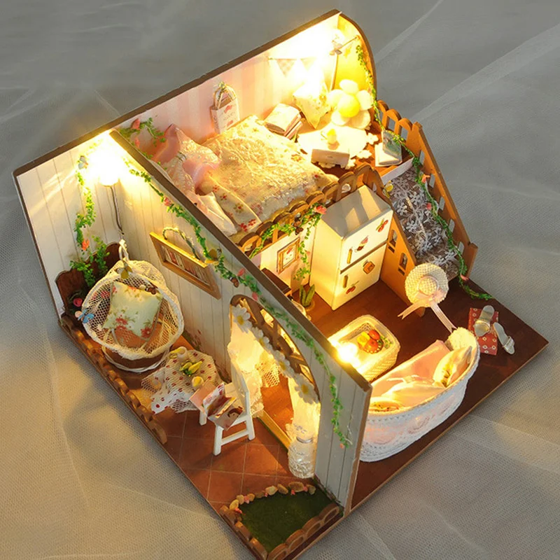 New Creative Romantic Style DIY Dollhouse With Furniture Miniature Doll House Toys For Kids Adults Birthday Christmas Gift
New Creative Romantic Style DIY Dollhouse With Furniture Miniature Doll House Toys For Kids Adults Birthday Christmas Gift