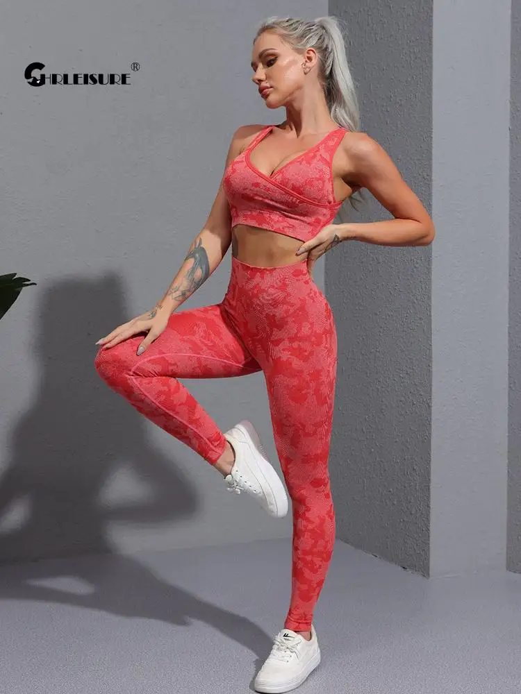 CHRLEISURE Camouflage Sports Suit Seamless Two Piece Set Women Fitness Yoga Set Cycling Sportswear Breathable Gym Clothing
CHRLEISURE Camouflage Sports Suit Seamless Two Piece Set Women Fitness Yoga Set Cycling Sportswear Breathable Gym Clothing