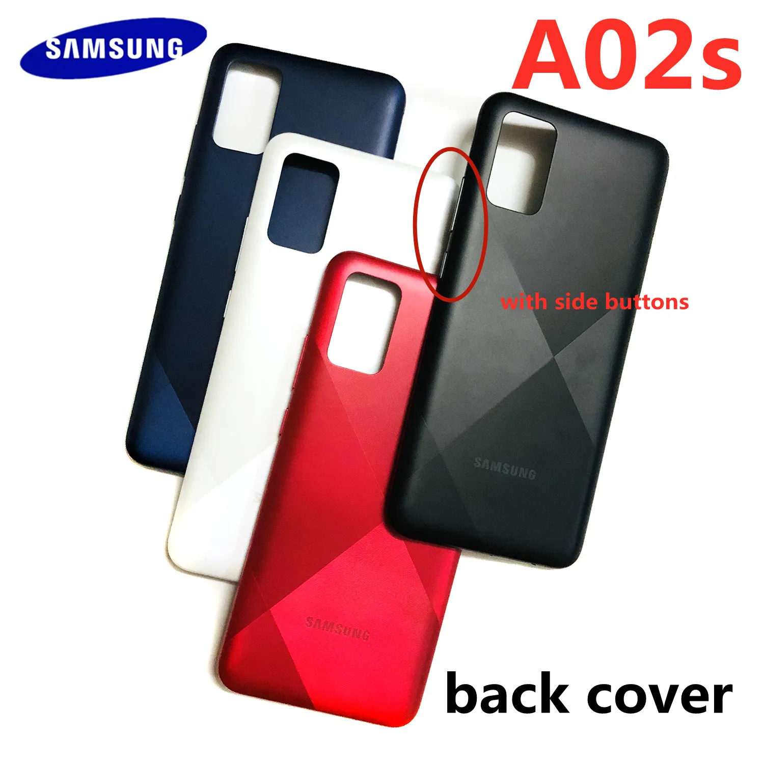

For Samsung Galaxy A02s A025 A025M Battery Back Cover Rear Door Phone Housing Case + Side Buttons Panel Chassis Lid Replacement