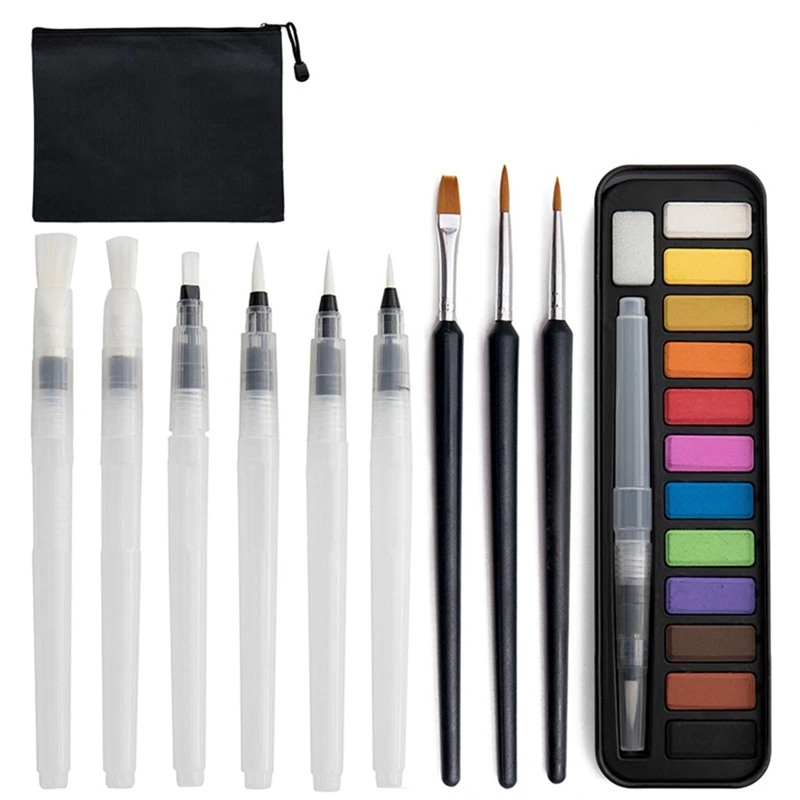 25PCS Watercolor Paint Set 12 Colors Solid Pigment Nylon Paintbrush Kit With Storage Bag For Kids Adults Beginner
25PCS Watercolor Paint Set 12 Colors Solid Pigment Nylon Paintbrush Kit With Storage Bag For Kids Adults Beginner