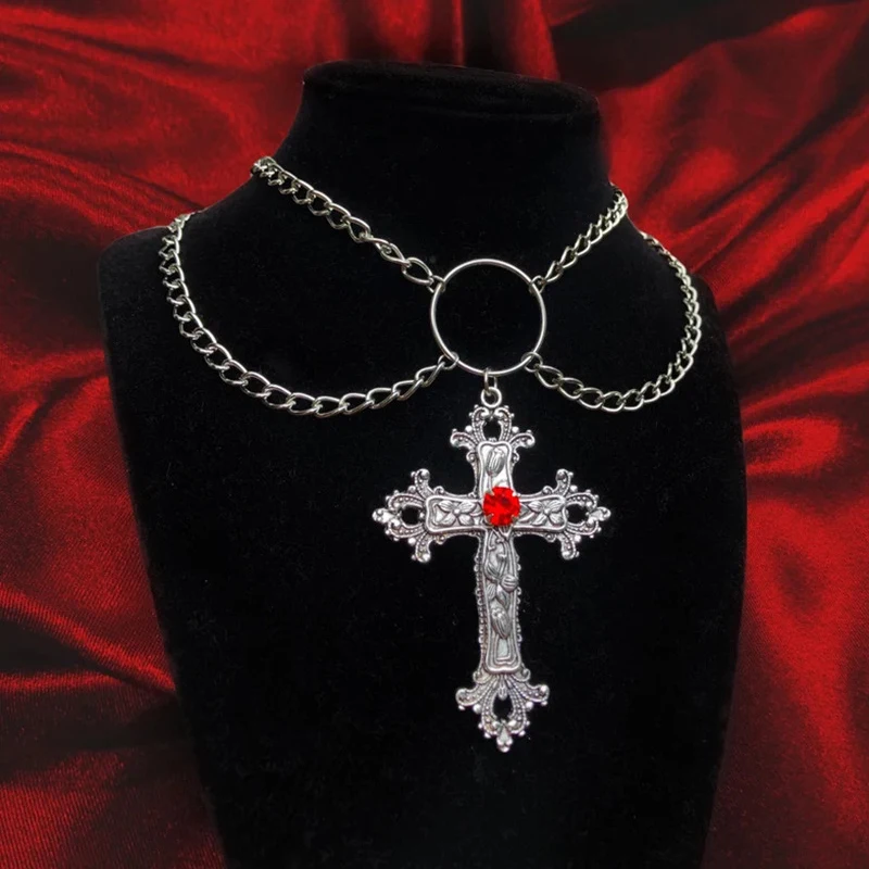 Vintage Gothic Cross Pendant Jewel Necklace Embossed Flower Necklace Double Chain Punk Jewellery Charm Statement Women Gift
Vintage Gothic Cross Pendant Jewel Necklace Embossed Flower Necklace Double Chain Punk Jewellery Charm Statement Women Gift