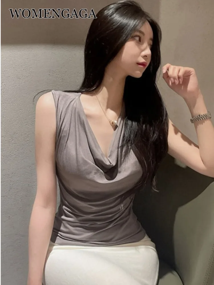 WOMENGAGA Korean Fashion Fashion Women's Clothing Feminine V Neck TShirt Tees Sexy Slim Sleeveless T-shirt Tops Hot Sexy 3J0N
WOMENGAGA Korean Fashion Fashion Women's Clothing Feminine V Neck TShirt Tees Sexy Slim Sleeveless T-shirt Tops Hot Sexy 3J0N