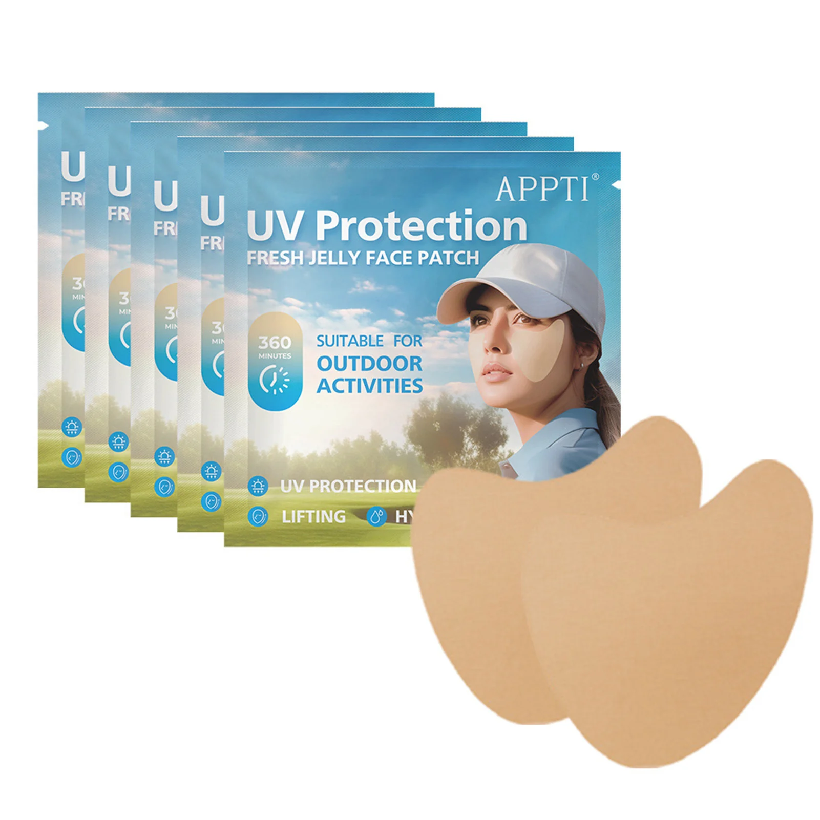 5 Pairs Sunscreen Face Patch Golf Sunscreen Patches Anti-Sweat Moisturizing Sun Protection Stickers for Golfs Beach Travel
5 Pairs Sunscreen Face Patch Golf Sunscreen Patches Anti-Sweat Moisturizing Sun Protection Stickers for Golfs Beach Travel