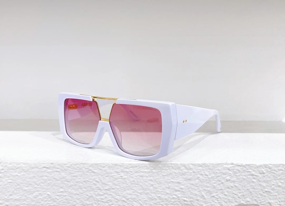 

Original Casual Personality White Acetate Frame Men Eyewear Gradient Pink Lenses ABRUX DTS420 Women Unisex Sun Glasses DITA