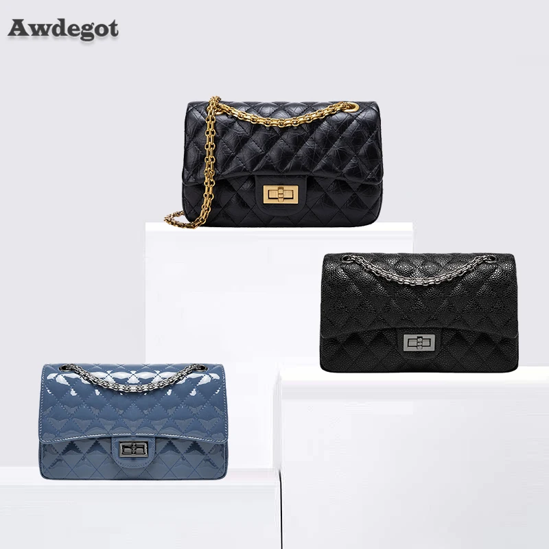 

22/26cm Classical Design Flap Bag for Women Square Lock V Quilted Chain Shoulder Handbag Female Plaid Embroidery Lady Purse Tote