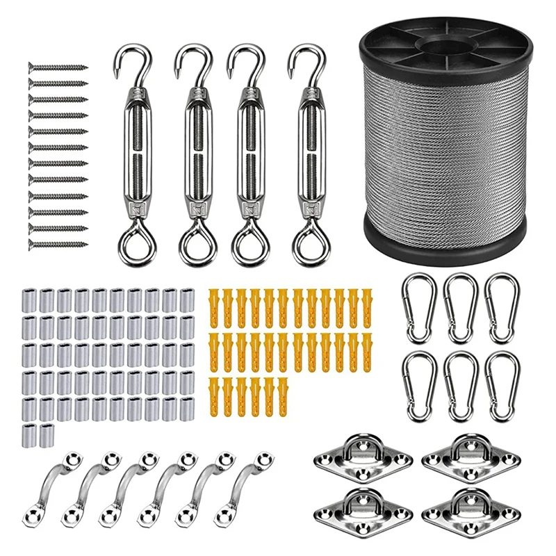 Wire Rope Kit, 164FT Length Wire Cable, 1/16 Inch Coated Wire Rope Kit With Turnbuckles And Hooks For Garden, Craft
Wire Rope Kit, 164FT Length Wire Cable, 1/16 Inch Coated Wire Rope Kit With Turnbuckles And Hooks For Garden, Craft