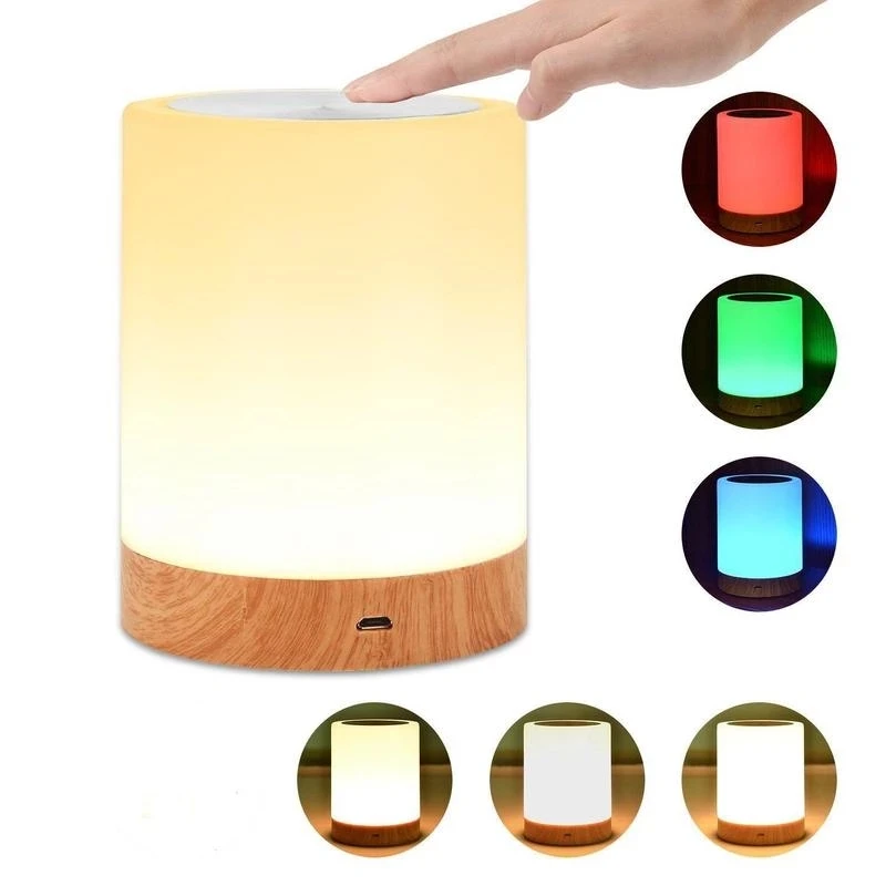 

USB Rechargeable Touching Control Bedside Light Dimmable Table Lamp Warm White & RGB Night Light for Living Room Bedrooms Office