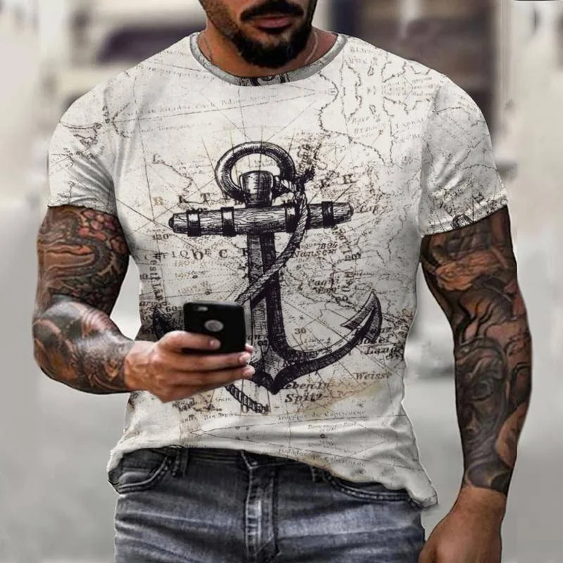 Pirate Sailor Anchor Print Fashion Retro Harajuku Street New Summer Men's T-Shirt Short Sleeve Oversized Casual Sportswear
Pirate Sailor Anchor Print Fashion Retro Harajuku Street New Summer Men's T-Shirt Short Sleeve Oversized Casual Sportswear