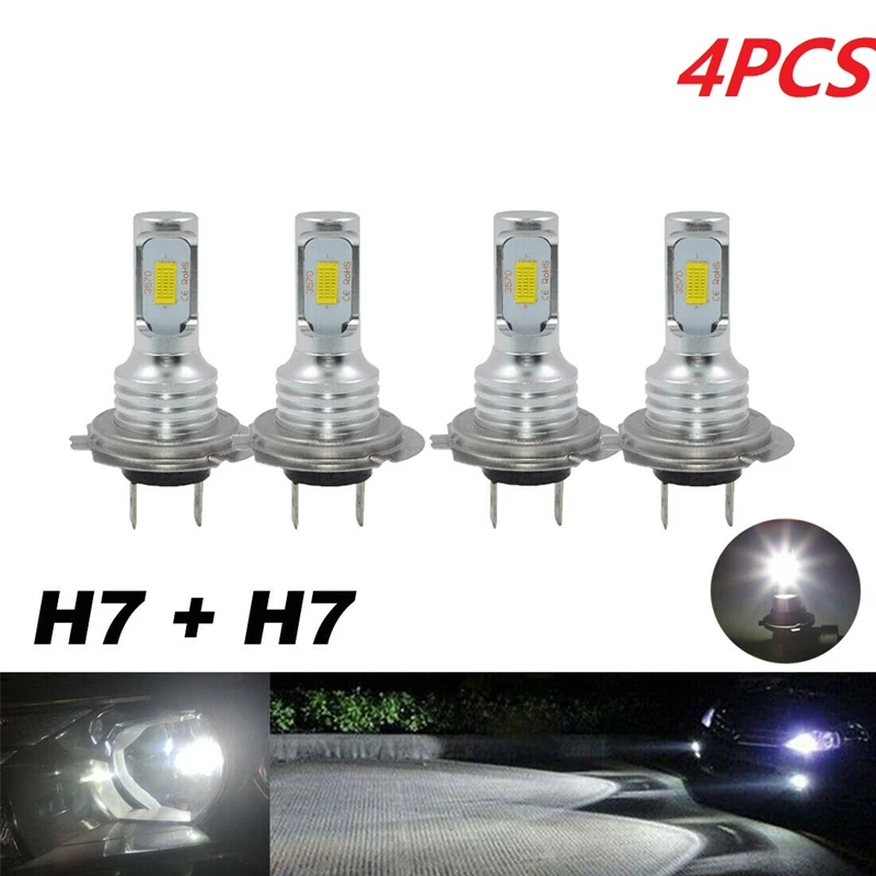 4PCS Mini H7 + H7 Combo LED Headlight Kit Bulbs High Low Beam 240W 52000LM 6000K Kit Super White
4PCS Mini H7 + H7 Combo LED Headlight Kit Bulbs High Low Beam 240W 52000LM 6000K Kit Super White