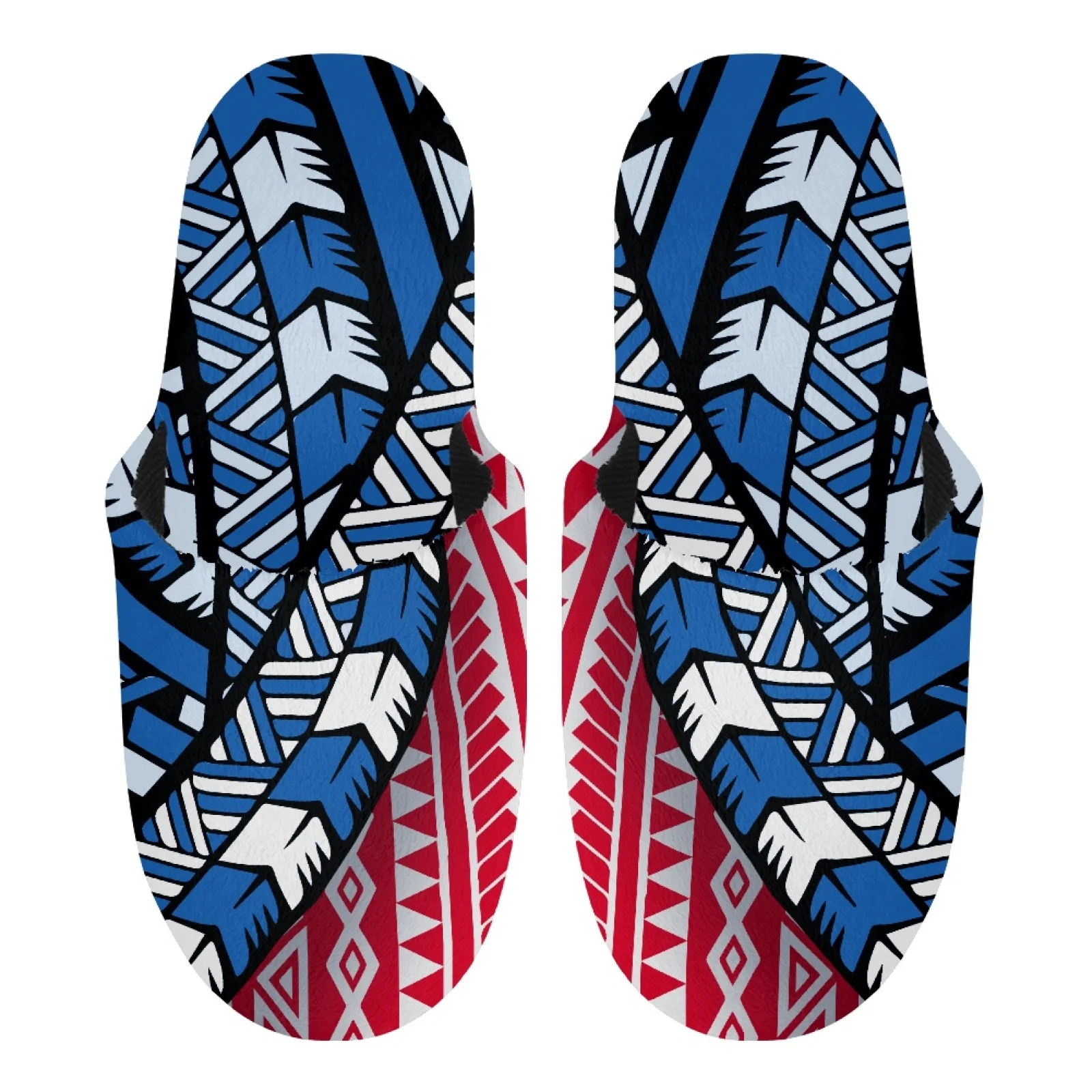 

Полинезийские племенные самоанские тапочки с татуировками, Самоа, принты, домашние плюшевые мягкие хлопковые тапочки красного и синего цвета, Нескользящие домашние тапочки с резиновой подошвой