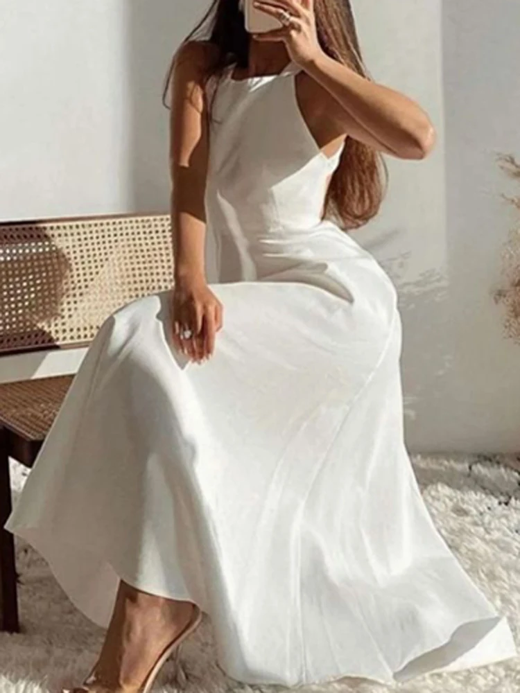 Office Elegant Hem White Dress Women Fashion Sleeveless Waist Solid Long Dress Summer Sexy Backless Bandage Party Dress Vestidos
Office Elegant Hem White Dress Women Fashion Sleeveless Waist Solid Long Dress Summer Sexy Backless Bandage Party Dress Vestidos