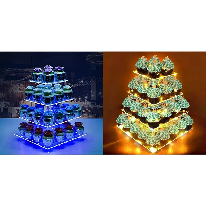 SEWS-4 Tier Cupcake Stand Acrylic Cupcake Display Stand Dessert Serving Towers With LED Light For Weddings
SEWS-4 Tier Cupcake Stand Acrylic Cupcake Display Stand Dessert Serving Towers With LED Light For Weddings