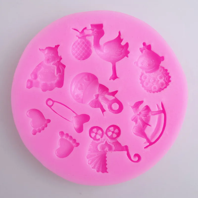 New Baby Carriage Baby Footprint Baby Bottle Baby Product Series Silicone Mold Chocolate Cake Baking Tools D015
New Baby Carriage Baby Footprint Baby Bottle Baby Product Series Silicone Mold Chocolate Cake Baking Tools D015
