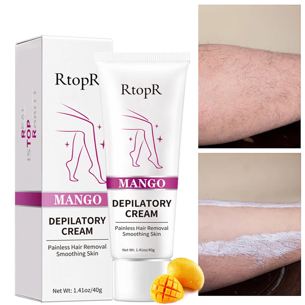 

Mango Depilatory Cream Body Painless Effective Hair Removal Cream for Men and Women Whitening Hand Leg Armpit 40g