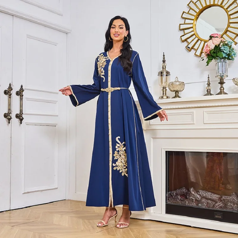 Party Abaya for Women Embroidery Appliques Moroccan Kaftan Belted Muslim Arabic Evening Long Dress Gulf Jalabiya Modest Abayas
Party Abaya for Women Embroidery Appliques Moroccan Kaftan Belted Muslim Arabic Evening Long Dress Gulf Jalabiya Modest Abayas