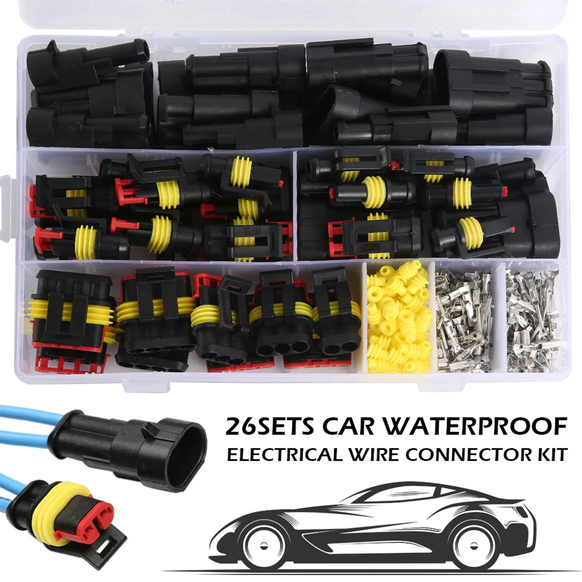 352pcs IP68 Waterproof Car Electrical Wire Connector 1/2/3/4 Hole Terminals Plug Kit Male&Female Pin Small Plug Water Resistant
352pcs IP68 Waterproof Car Electrical Wire Connector 1/2/3/4 Hole Terminals Plug Kit Male&Female Pin Small Plug Water Resistant