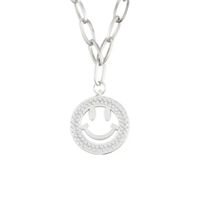 Fashion Hip Hop Double Smiley Face Diamond Clavicle Necklace Titanium Steel Necklace Wholesale
Fashion Hip Hop Double Smiley Face Diamond Clavicle Necklace Titanium Steel Necklace Wholesale