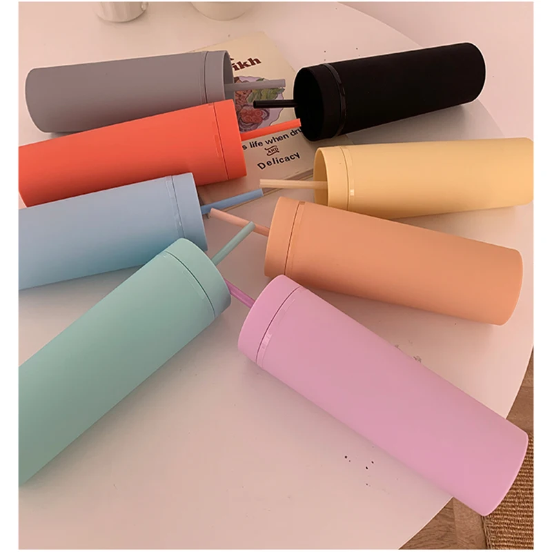 Straw Cup Double Wall Matte Finish Reusable Skinny 16oz Plastic Tumbler with Lid Straw Tea Milk Coffee Mug Water Bottle Camping
Straw Cup Double Wall Matte Finish Reusable Skinny 16oz Plastic Tumbler with Lid Straw Tea Milk Coffee Mug Water Bottle Camping