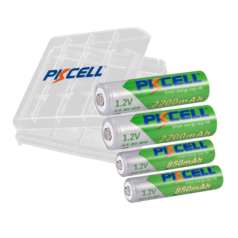 PKCELL 2PC AA Battery Rechargebale 2200MAH and 2PC AAA 850MAH 1.2V NI-MH AAA/AA rechargeable batteries and AA /AAA battery BOX
PKCELL 2PC AA Battery Rechargebale 2200MAH and 2PC AAA 850MAH 1.2V NI-MH AAA/AA rechargeable batteries and AA /AAA battery BOX