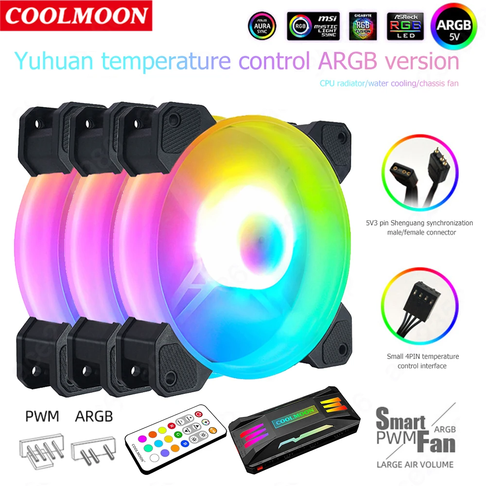 Кулер для ПК Coolmoon, 5 В, 3 контакта, 120 мм 
Кулер для ПК Coolmoon, 5 В, 3 контакта, 120 мм