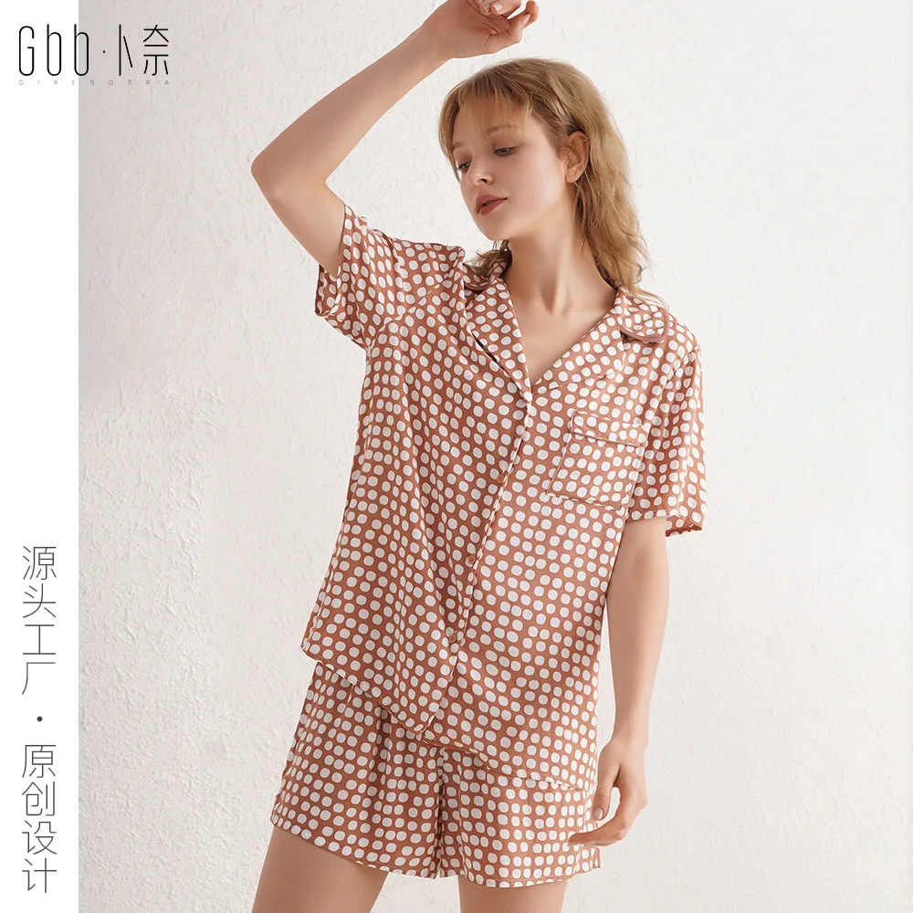 2pcs Pajamas for Women Cotton Summer Lapel Short-sleeved Single-breasted Top Shorts Polka Dot Print Pijamas Woman Sleep Wears
2pcs Pajamas for Women Cotton Summer Lapel Short-sleeved Single-breasted Top Shorts Polka Dot Print Pijamas Woman Sleep Wears