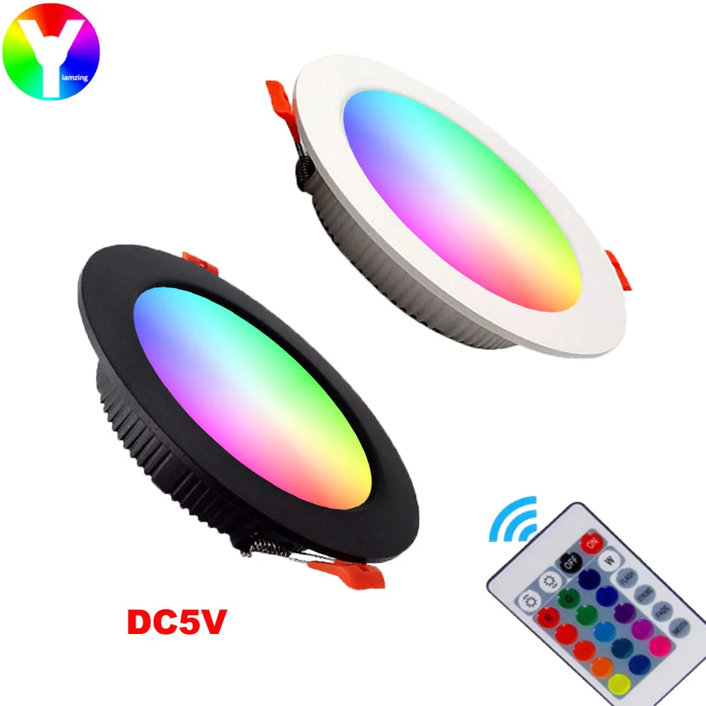 DC5V RGB LED Downlight Dimmable 5V Recessed 3W 6W 9W Warm Cold White Black Kitchen Smart Changeable LED Ceiling Lamp Spot Light
DC5V RGB LED Downlight Dimmable 5V Recessed 3W 6W 9W Warm Cold White Black Kitchen Smart Changeable LED Ceiling Lamp Spot Light