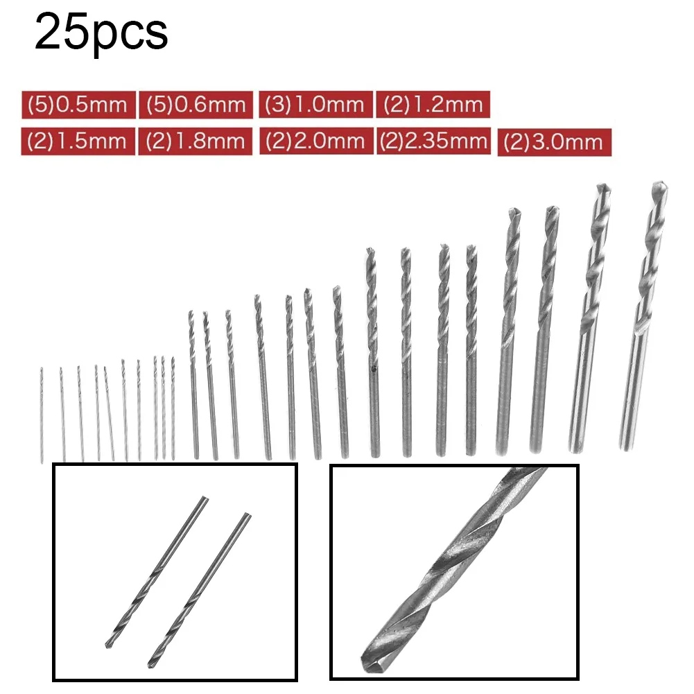 Tool Part Drill Bit Plastic Steel 0.5mm-3mm 25Pcs Durable For Pcb Crafts Jewelry Making Low Cutting Resistance
Tool Part Drill Bit Plastic Steel 0.5mm-3mm 25Pcs Durable For Pcb Crafts Jewelry Making Low Cutting Resistance